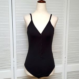 Me To We Black Henley Bodysuit Size S
